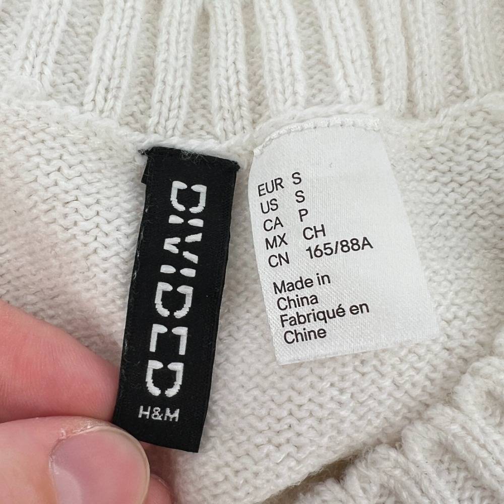 H&M Divided Women S Cropped Sleeveless Sweater Vest White Cream Acrylic Spring - Picture 5 of 7